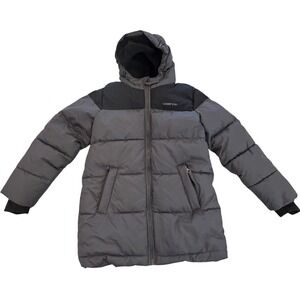 Lands End Kids Puffer Coat XS Extra‎ Small Gray Black Winter Jacket